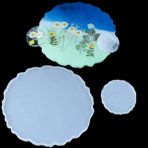 Stampo in Silicone Fai Da Te Per Vassoio Rotondo Ondulato Irregolare Sottobicchiere Strumento Per Colata In Resina Cristallina