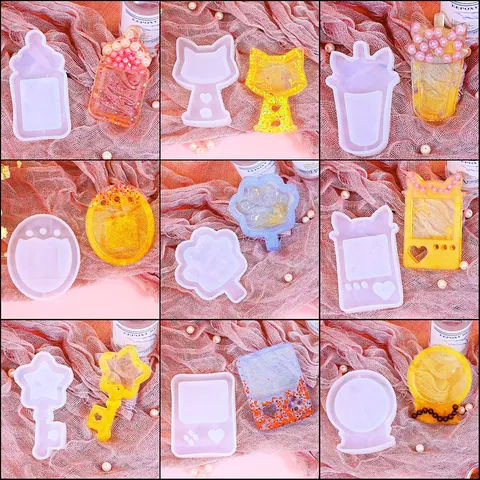 DIY Treibsand Silikonform Für Kristall-Epoxidharz Schlüsselanhänger Anhänger Schmuckherstellung Katzenpfote Spielkonsole Babyflasche Form Handgefertigtes Bastelwerkzeug