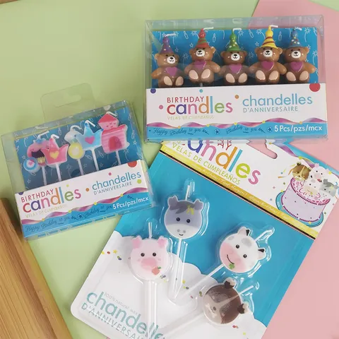 Velas de Cumpleaños Creativas de Oso de Dibujos Animados de Cera de Parafina Lindas Decoraciones de Pastel para Fiesta