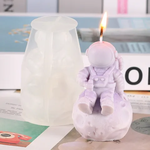 DIY Καλούπι Σιλικόνης Αστροναύτης στο Φεγγάρι για Κατασκευή Κεριών Δημιουργικό Θέμα Διαστήματος Καλούπι για Γύψο και Σαπούνι