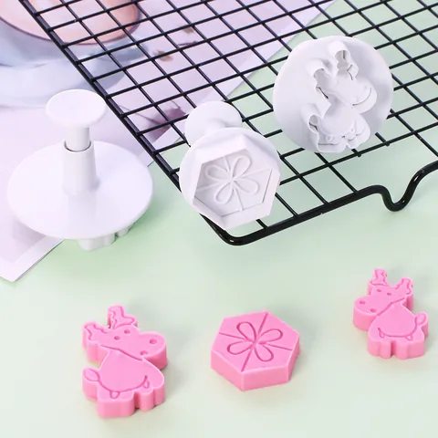 Veerzuigervormen Bloem Blad Hart Vogel Vorm Taartdecoratie Koekjesstempel Fondant Snijder Bakkerijgereedschap Kerstmis