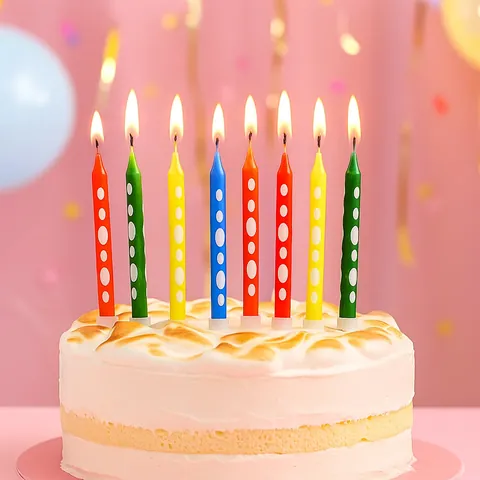 Polka Dot Birthday Candles Pencil Shape Straight Bar Cake Decoration Multicolor Paraffin Wax With Holders Party Supplies