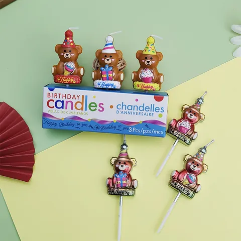 Süße Bären Geburtstagskuchen Kerzen Mit Partyhut Eiscreme Geschenkbox Bärenform Kerzen Für Kinder Geburtstagsparty Dekoration