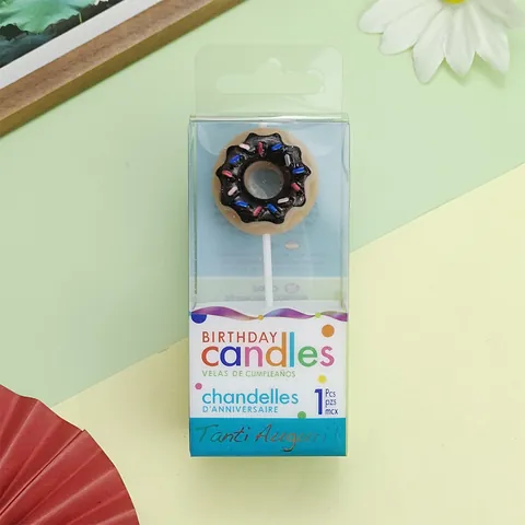 Bougie d'Anniversaire Donut Style Coréen Ins Rétro Mignonne Décoration de Gâteau pour Fête Célébration Bougie Donut en Cire de Paraffine
