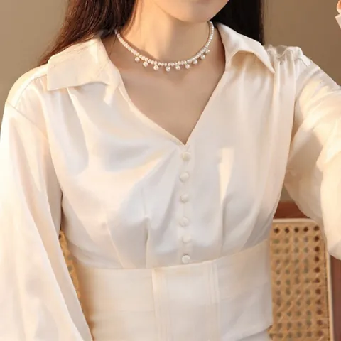 Französische Vintage Natürliche Süßwasserperle Halskette Minimalistisch Elegant 14K Gold Filled Choker Schmuck Für Damen Täglich Party Geschenk