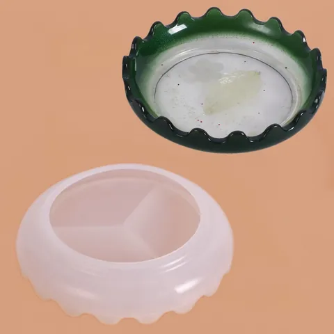 Stampo in Silicone per Piatti con Bordo a Onda a Specchio in Resina Epossidica di Cristallo Fai Da Te Strumento di Fusione per Piatti Rotondi