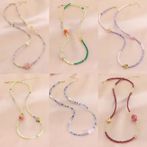 Collier Bracelet Deux En Un Perles En Pierre Naturelle Multirang Aquamarine Améthyste Agate Calcédoine Perle Artificielle Bijoux Pour Femmes