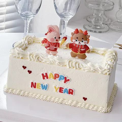 Mondneujahr Drache Hase Tortenaufsatz Traditioneller Chinesischer Stil Festliche Backdekoration Happy New Year Buchstaben Dessert Ornament
