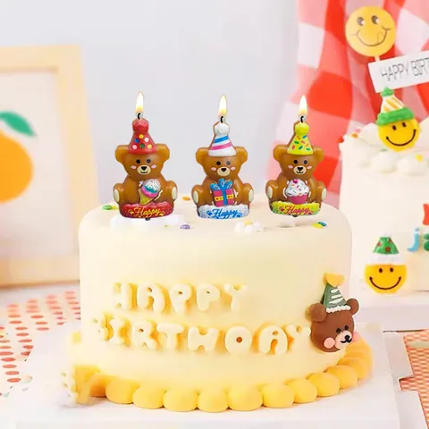 Süße Bären Geburtstagskuchen Kerzen Mit Partyhut Eiscreme Geschenkbox Bärenform Kerzen Für Kinder Geburtstagsparty Dekoration