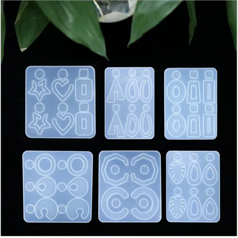 DIY Silicone Earring Pendant Mold Geometric Heart Star Monstera Leaf Shapes Crystal Resin Jewelry Making Tool Handcrafted Craft Supplies