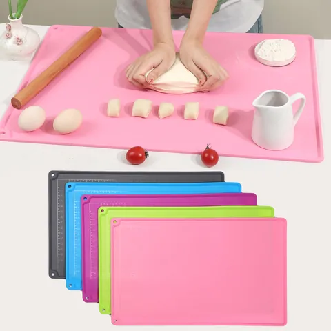 Thickened Silicone Kneading Mat With Measurement Scales Non-stick Pastry Mat With Edge For Dough Rolling Baking Countertop Protector