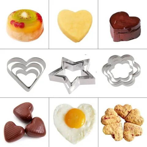 Stainless Steel Heart Star Shape Cookie Cutter Set 3 Pieces DIY Baking Molds For Biscuits Fruit Cake Decoration Kitchen Tools