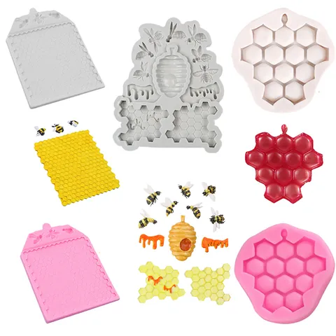Molde de Silicona de Abeja de Panal Molde de Chocolate Fondant para Decoración de Pasteles Manualidades DIY Colgante de Resina