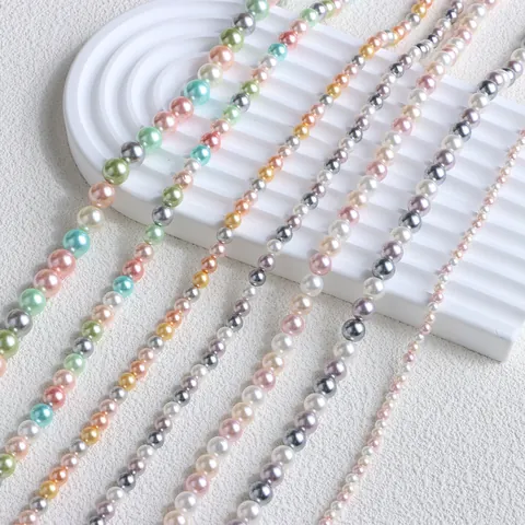 Collier de Perles Artificielles Vintage Haut de Gamme pour Femmes Chaîne de Clavicule aux Couleurs de Bonbons Avec Boucle de Lingot en Alliage Bijoux de Mode Cadeau