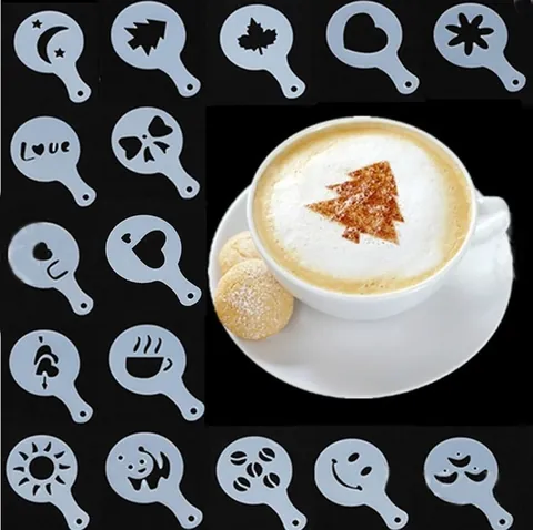 Plastic Coffee Stencils Set Foam Latte Art Templates Baking Mold Heart Star Patterns For Home Kitchen DIY Decorating