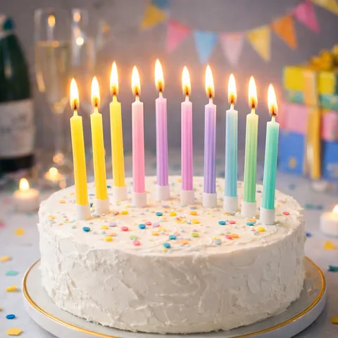 Multicolor Spiral Birthday Candles Set Pencil Shaped Cake Decoration Candles Paraffin Wax Party Candles With Holders