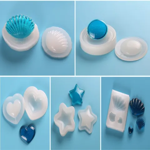 Stampo in Silicone DIY per Pendenti a Sabbie Mobili Conchiglia Cuore Stella Rotondo Forma Portachiavi Custodia Cellulare Decorazioni Flessibile Riutilizzabile