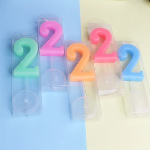 Large Digital Number Birthday Candles Drip-Proof Tray Paraffin Wax Cake Decoration Party Celebration Multicolor Random Styles