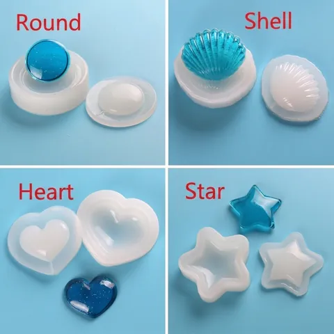Stampo in Silicone DIY per Pendenti a Sabbie Mobili Conchiglia Cuore Stella Rotondo Forma Portachiavi Custodia Cellulare Decorazioni Flessibile Riutilizzabile