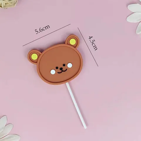 Soft Glue Cartoon Bear Smile Face Cake Toppers Happy Birthday Party Decoration Supplies DIY Cake Plugin Decoration For Kids Birthday Celebration