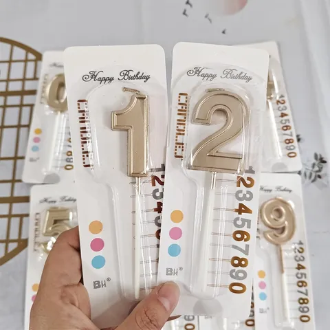 Champagne Gold Number Birthday Candle Paraffin Wax Metallic Cake Topper For Anniversary Birthday Party Celebration Cake Decoration