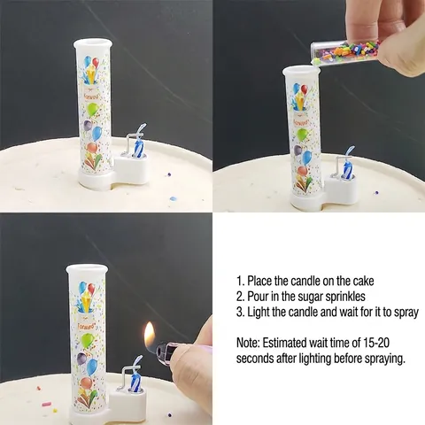 Surprise Automatic Confetti Popper Birthday Cake Candle With Paraffin Wax ABS Plastic Base Balloon Pattern Party Cake Topper Decoration