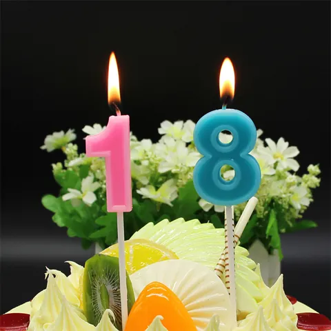 Glitter Number Candles Paraffin Wax Birthday Cake Toppers For Party Celebration Decoration Sparkly Digital Candles Pink Blue
