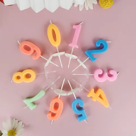 Colorful Number Birthday Cake Candles With Anti-Drip Tray Macaron Color Paraffin Wax Party Decoration For Birthday Celebration