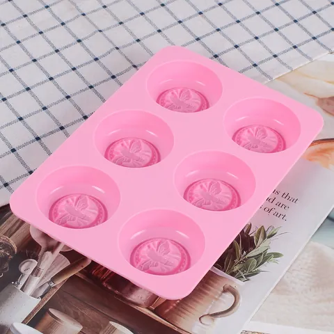 6-Gaats Ronde Bij Honingraat Siliconen Vorm Roze Food Grade Taart Zeep Vorm DIY Chocolade Ijsblokjesbakje Bakvorm