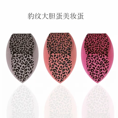 Leopard Print Makeup Sponge Three Side Cutting Soft Hydrophilic Non-Latex Makeup Egg Dry Wet Use For Foundation Base Beauty Tool