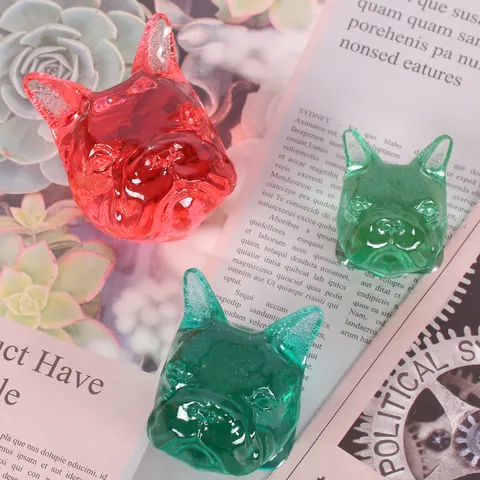 3D French Bulldog Silicone Mold For DIY Crystal Epoxy Resin Plaster Car Aromatherapy Ornament High Gloss Mirror Dog Head Craft Mold