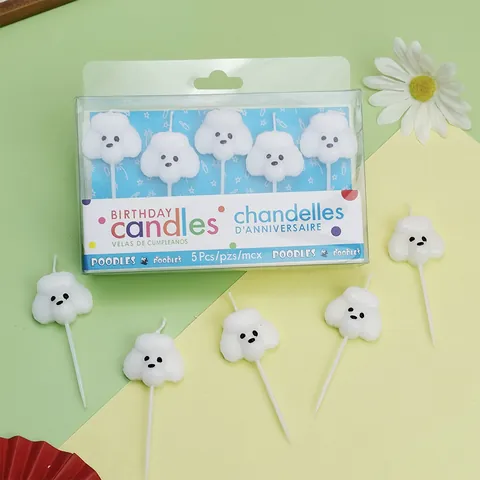 Creative Puppy Birthday Candles Cartoon Poodle Dog Shape Cake Toppers Decorative Paraffin Wax Candles For Kids Party Baking