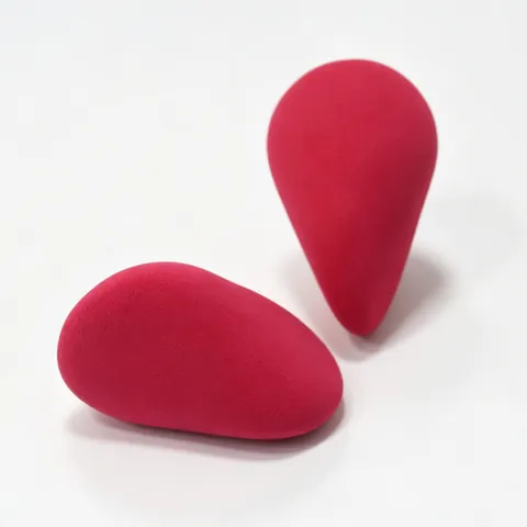 Professional Large Double-Ended Fan Shaped Makeup Sponge Deep Rose Red Hydrophilic Polyurethane Beauty Blender For Wet Dry Foundation Application