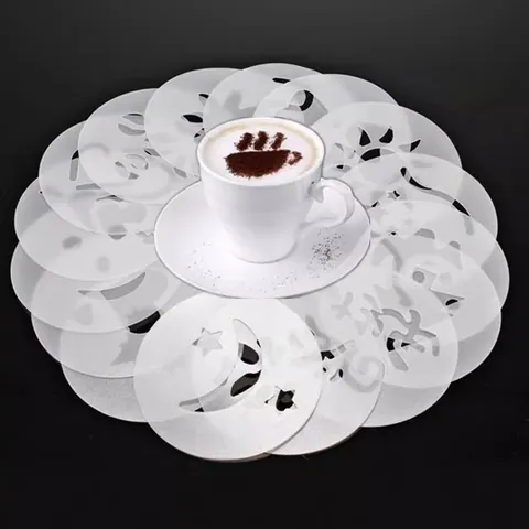 Plastic Coffee Stencils Set Foam Latte Art Templates Baking Mold Heart Star Patterns For Home Kitchen DIY Decorating