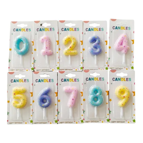 Colored Star Pattern Number Candle Birthday Cake Decoration Party Supplies Indoor Decoration Paraffin Wax Candle