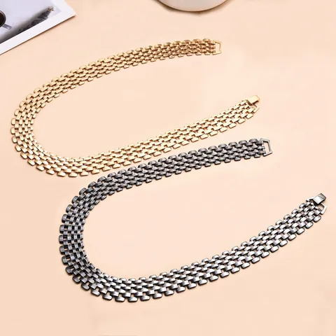 Punk Hip Hop Chunky Chain Necklace For Women Men Iron Metal Wide Hollow Link Chain Choker Statement Jewelry Party Streetwear Gift