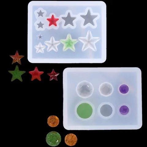 Molde de Silicona de Estrella y Redondo para DIY Resina Epoxi Joyería Colgante Decoración de Pasteles Herramienta de Artesanía