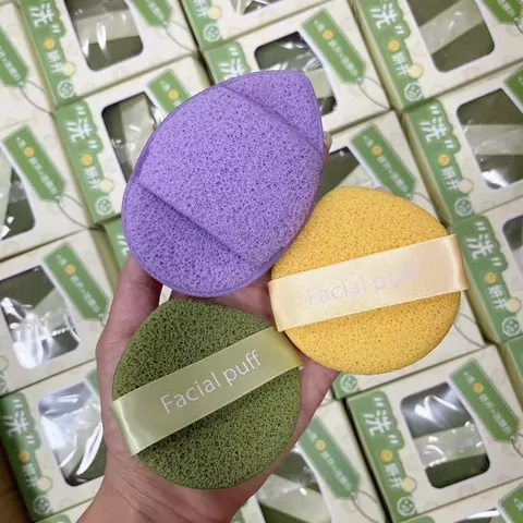 Hydrophilic Polyurethane Facial Puff Sponge Set Soft Deep Cleansing Makeup Removal Teardrop Shape Face Wash Tool For Daily Use
