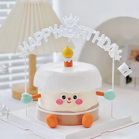 Happy Birthday LED Cake Topper Glowing Alphabet Letter Lamp Plastic Light Sign For Birthday Party Cake Decoration Warm Light