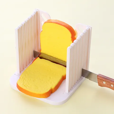 Manual Plastic Toast Bread Slicer Guide Foldable Kitchen Tool For Even Slicing Bread Slicing Machine White Household Baking Tool