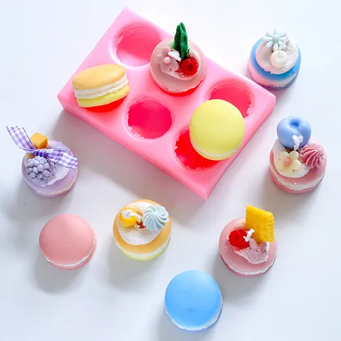 3D Siliconen Macaron Vorm DIY Handgemaakte Zeep Kleivorm Simulatie Burger Vormige Fondant Bakgereedschap Voor Dessert Ambacht Cadeau