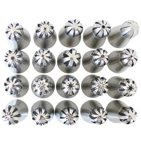 Russian Ball Piping Nozzles Stainless Steel Torch Icing Tips Seamless Flower Cake Decorating Tools For Baking Cream Frosting