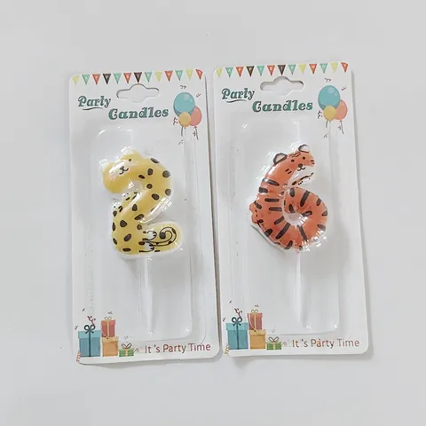 Cartoon Animal Number Birthday Candles Paraffin Wax Giraffe Tiger Zebra Pattern Cake Topper For Kids Party Decoration