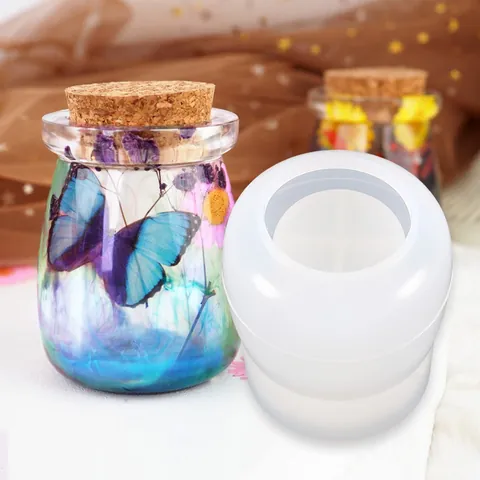DIY Καλούπι Σιλικόνης Κρυστάλλινης Εποξειδικής Ρητίνης Στρογγυλό Εξαγωνικό Βάζο Αποθήκευσης Κουτί Κοσμημάτων Εφέ Καθρέφτη Εργαλεία Χειροτεχνίας