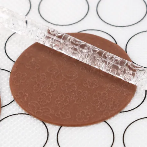 Acrylic Plum Blossom Fondant Rolling Pin Embossed Texture Baking Tool Clear Pastry Dough Roller For Cake Decorating