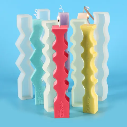 Moule à Bougie en Silicone à Longue Bande Géométrique Irrégulière Moderne Pour La Fabrication de Savon de Plâtre d'Aromathérapie DIY Outil Artisanal Design Vague Zigzag