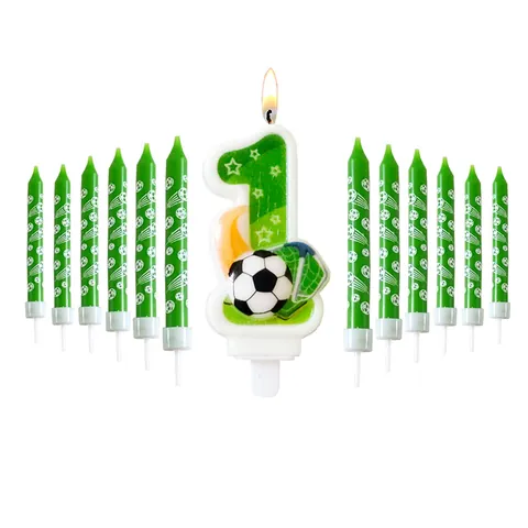 Velas de Cumpleaños con Números de Fútbol Cera de Parafina Velas de Lápiz para Pasteles para Niños Fiesta Hornear Decoración de Pasteles