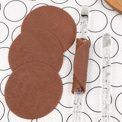 Acrylic Plum Blossom Fondant Rolling Pin Embossed Texture Baking Tool Clear Pastry Dough Roller For Cake Decorating