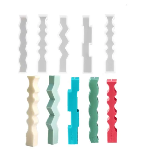 Moule à Bougie en Silicone à Longue Bande Géométrique Irrégulière Moderne Pour La Fabrication de Savon de Plâtre d'Aromathérapie DIY Outil Artisanal Design Vague Zigzag