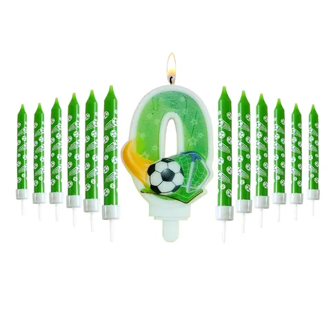 Velas de Cumpleaños con Números de Fútbol Cera de Parafina Velas de Lápiz para Pasteles para Niños Fiesta Hornear Decoración de Pasteles